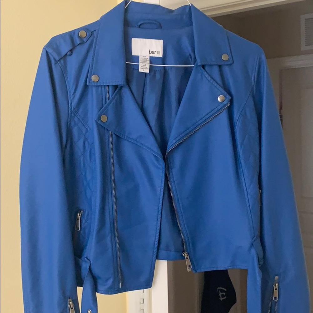 Brand new Bar III “leather” blue jacket